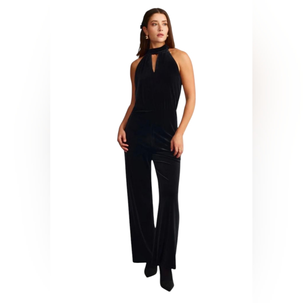 7 For All Mankind Black Velvet Jumpsuit